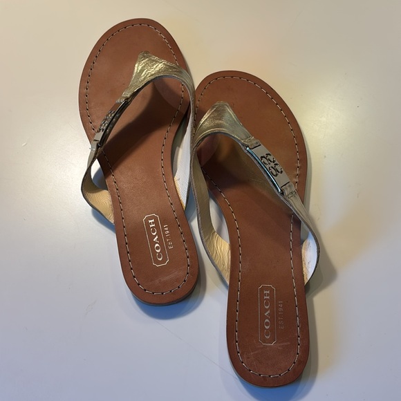 Coach Radiant Gold Metallic Flip Flops -Size 7 - Picture 6 of 9